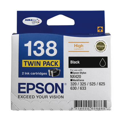 Epson 138 C13T138194 OEM Ink Cartridge Black Twin Pack