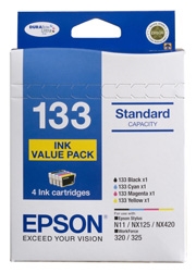 Epson 133 C13T133694 OEM Ink Cartridge Value Pack BCMY