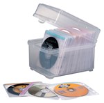 Kensington Cd Dvd Storage Box With 50 Sleeves Clear