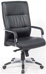 Chair HB Exec Black Leather Arms Chrome Base