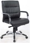 Chair Executive Med Back Black Pu Padded Chrome Arms Chrome Base