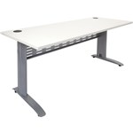 Rapid Span Desk 1500X700 Silver Metal Frame With Modesty Panel White Top