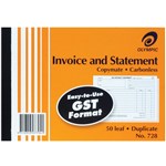 Olympic 728 Invoice Book Landscape Duplicate A5 Orange