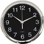 Italplast Wall Clock 30cm Chrome Trim Black Face