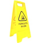 Cleanlink Sign Forklifts In Use 32x31x65cm Yellow