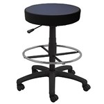 Stool Drafting Height 400Mm Round Seat 5 Star Base On Castors Black Pu Leat