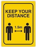 Durus Keep Your Distance Wall Sign Rectangle 225X300mm Black On Yellow
