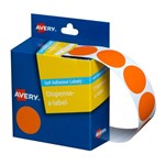 Avery Circle Dispenser Labels Removable 24mm Diameter Pk 500 Orange