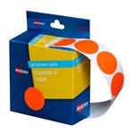 Avery Circle Dispenser Labels 24mm FLUORO RED