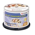 Verbatim 41908 CDR 52x Datalife Plus Inkjet White 50