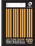 Olympic Lecture Book Spiral 7 Hole Perforated 8mm A4 120 Pages