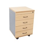 Rapid Mobile Pedestal 4 Drawer Lockable BeechIronstone