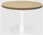 Coffee Table Round 600Mm White Base 425H Natural Oak Top