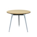 Rapid Air Round Table Polished Aluminium Frame With 900Mm Dia Natural Oak T