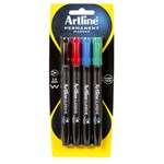 Artline Supreme Permanent Marker 1mm Assorted Pack 4